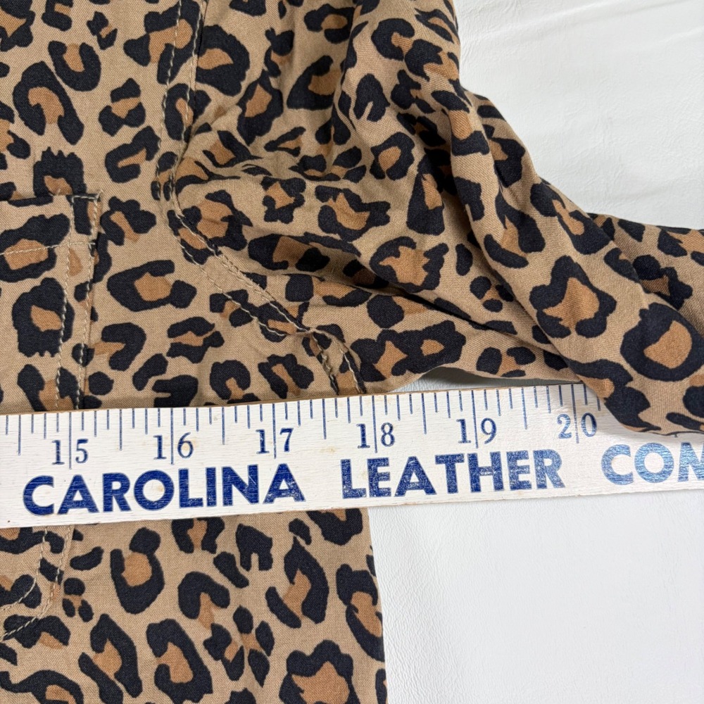 Beachlunchlounge Leopard Print Button Down Shirt Viscose Tan Black Small Flowy - Picture 6 of 8